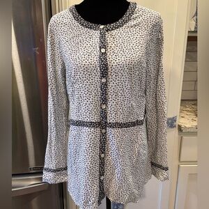 J. Jill Black and White Floral Blouse